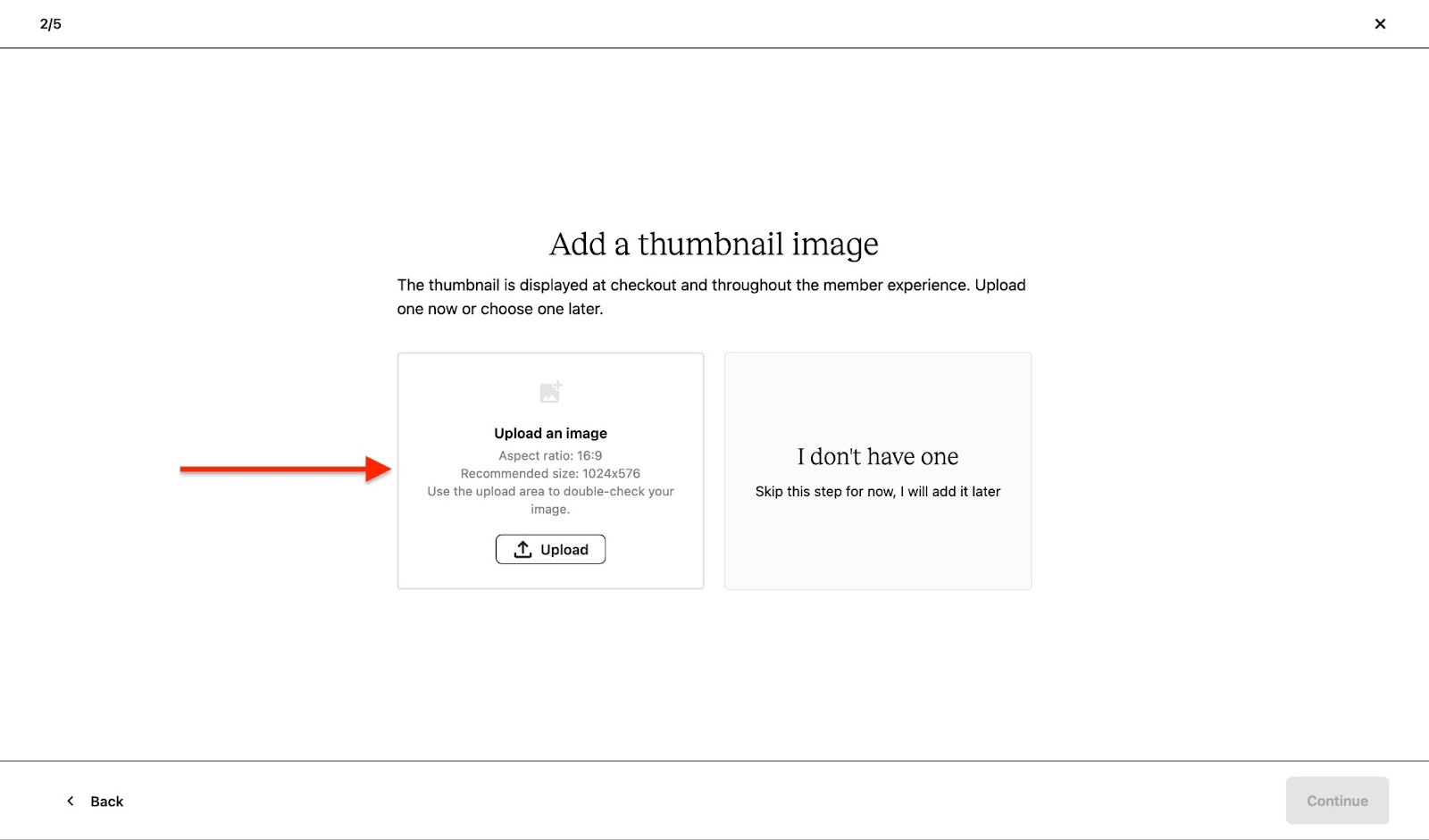 Uploading thumbnail image for courses.