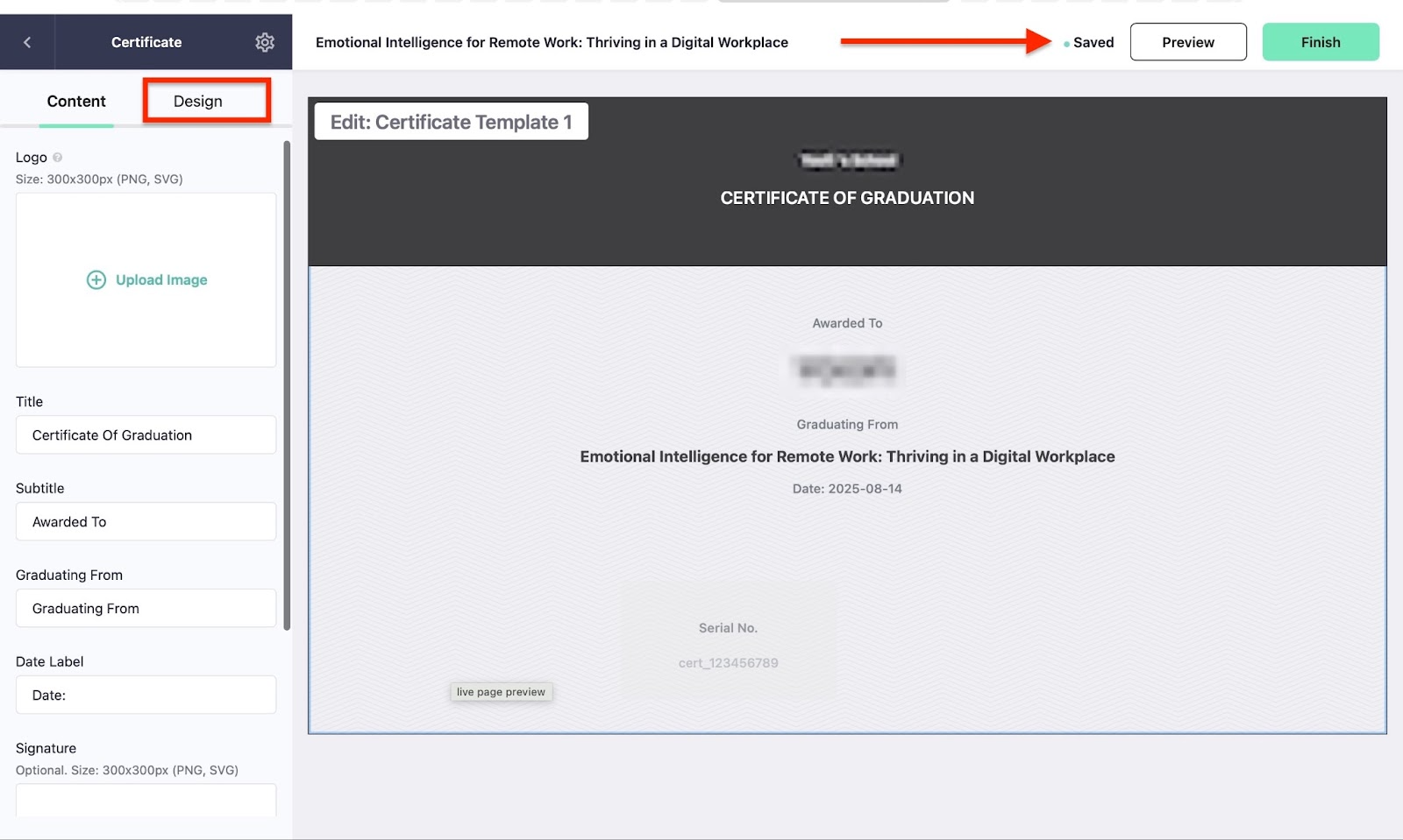Online course certificates