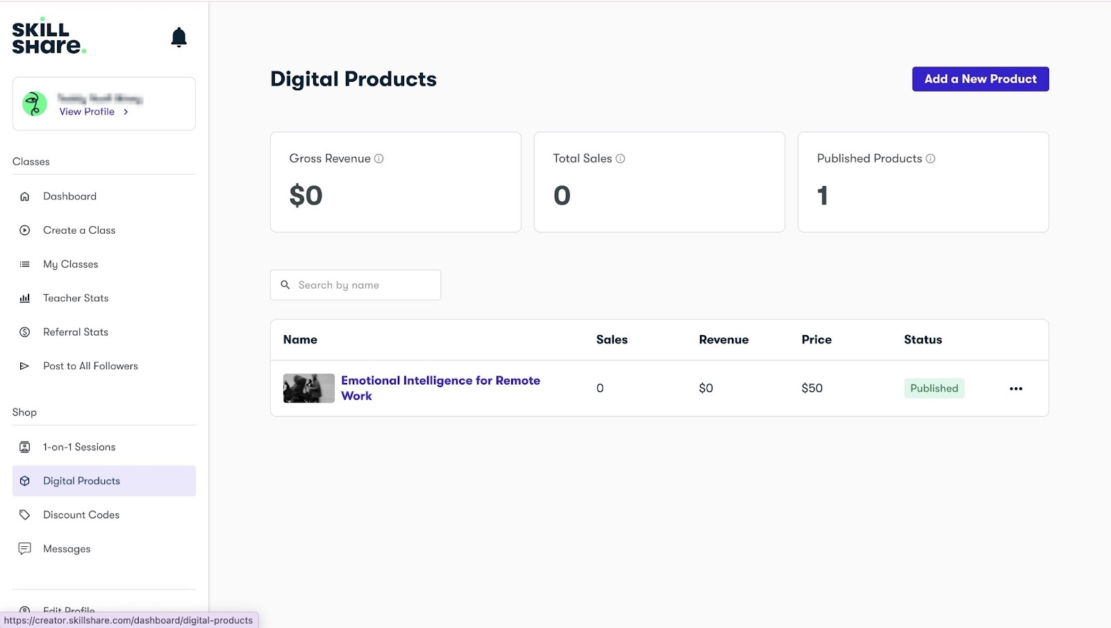 Skillshare sales dashboard