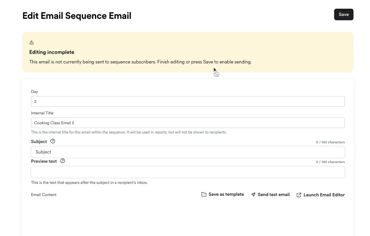 Edit email sequence