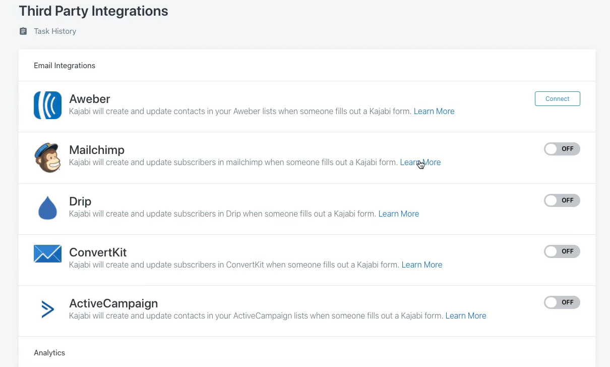 Kajabi third-party integrations