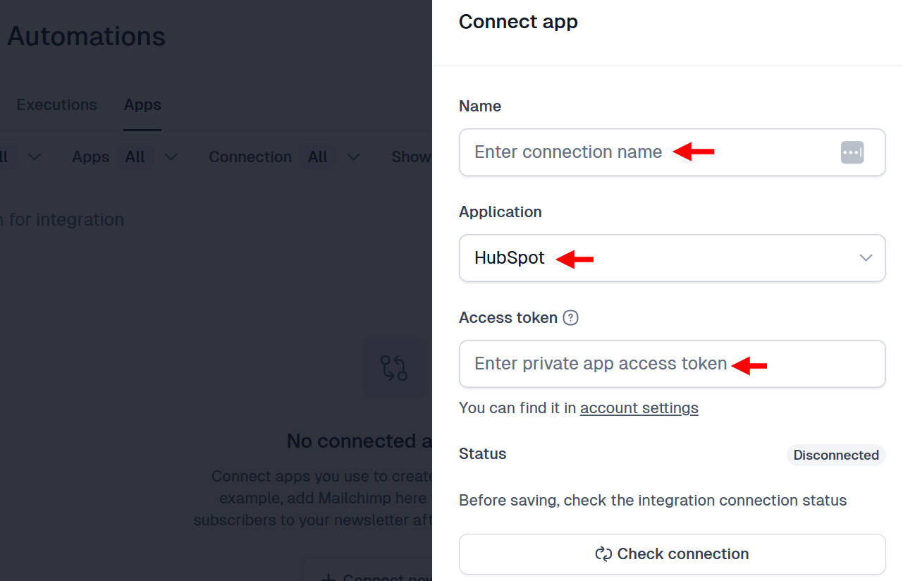 Connect Hubspot account to Easytools