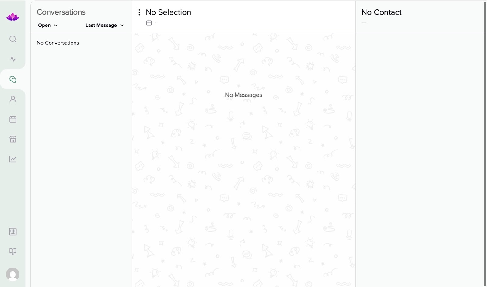 Empty conversations and no messages displayed
