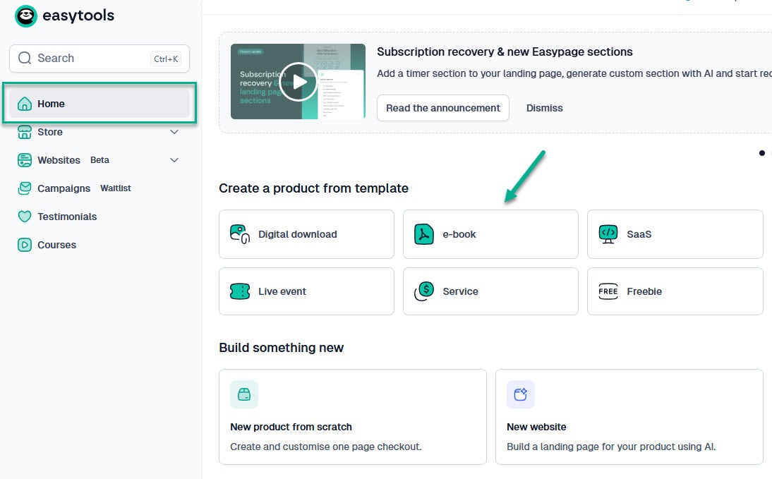 set up your ebook online store in easytools