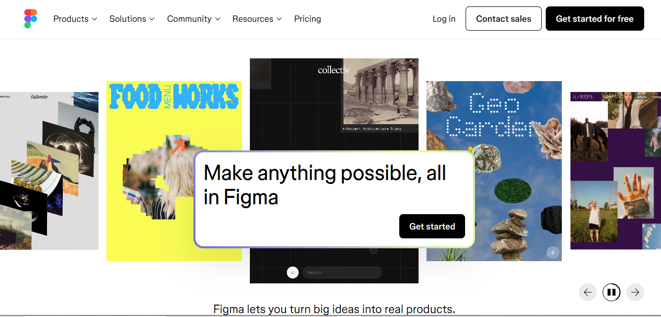 figma interface with sample projects