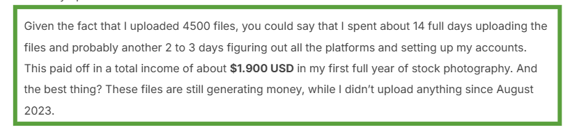 stock photo revenue after uploads