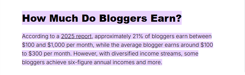 average monthly income for bloggers