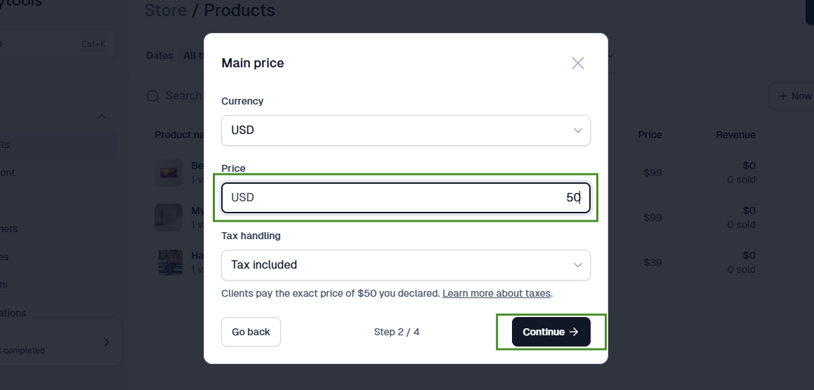 price input field on setup - profitable hobbies
