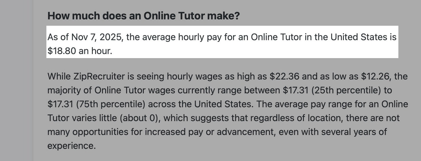 tutor pay statistics overview - profitable hobbies