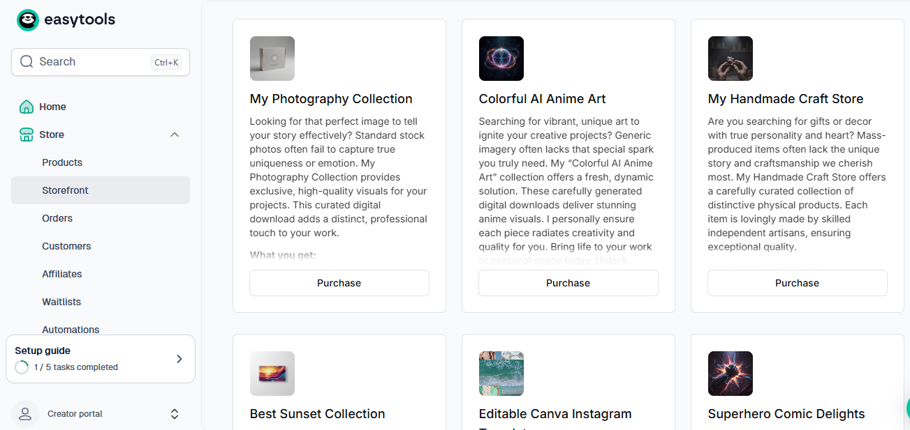 storefront view in easytools