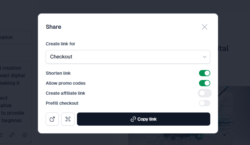 create a link for checkout and share