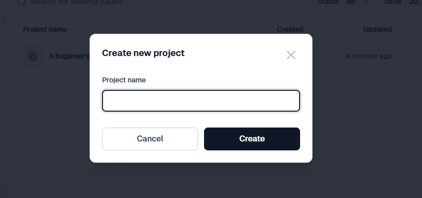 enter a project name for your new project