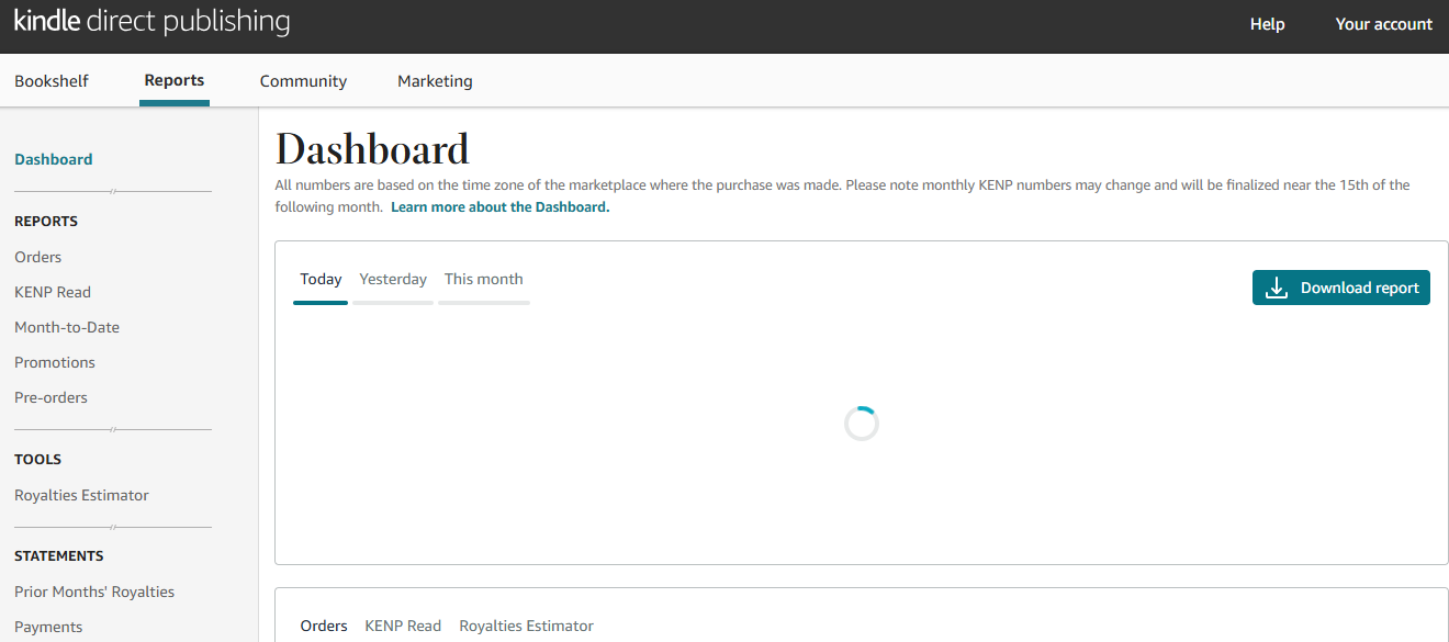 reports dashboard a top platform to sell e-books