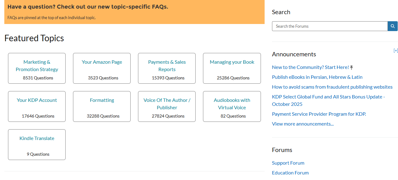 featured faq topics in platform to sell e-books