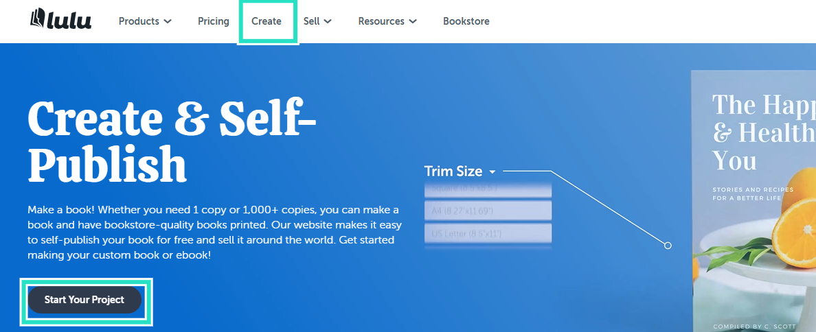 start your project from lulu homepage