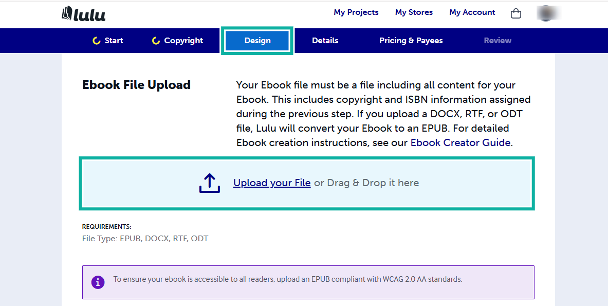 upload e-book file in platform to sell e-books