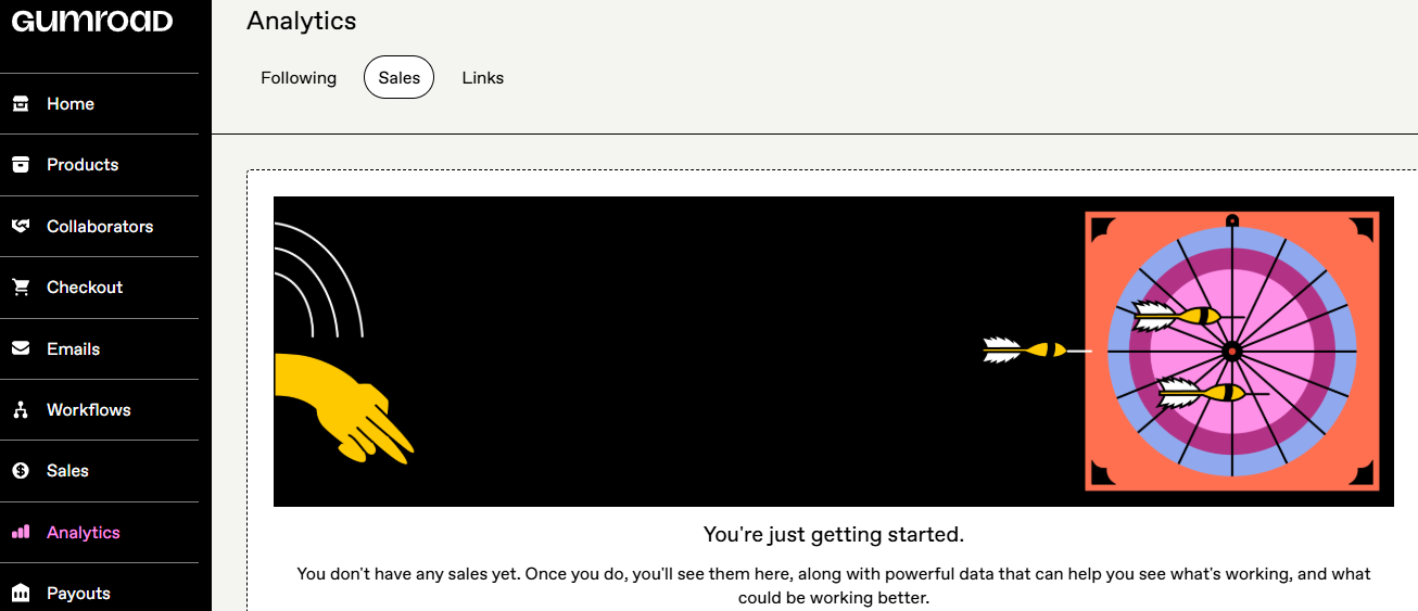 analytics page in platform to sell e-books