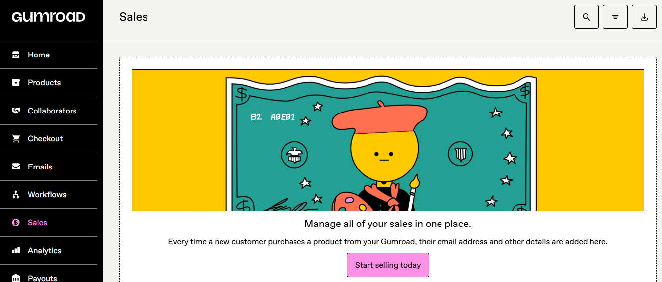 sales window in gumroad