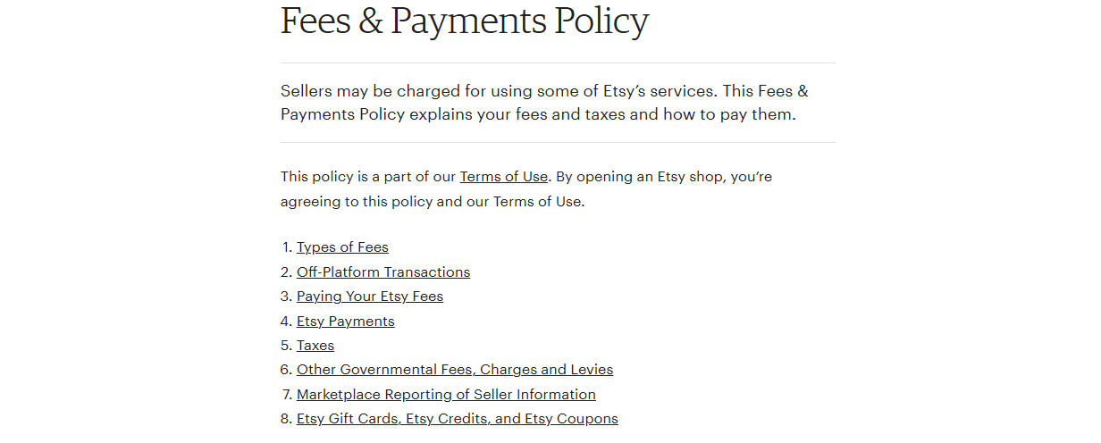 etsy fees and payment policy