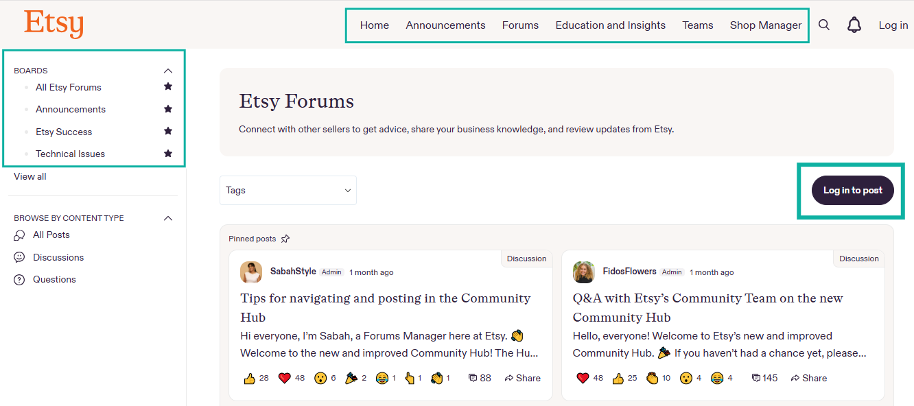 forum boards and menu in platform to sell e-books
