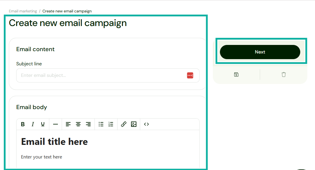 create new email campaign subject and body