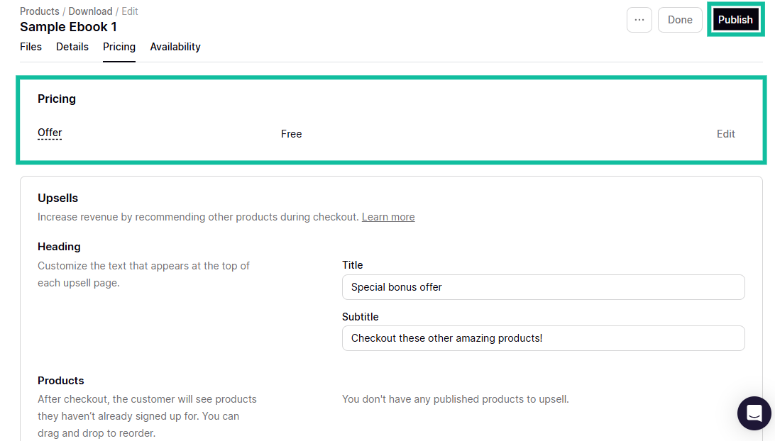 set e-book pricing before publishing