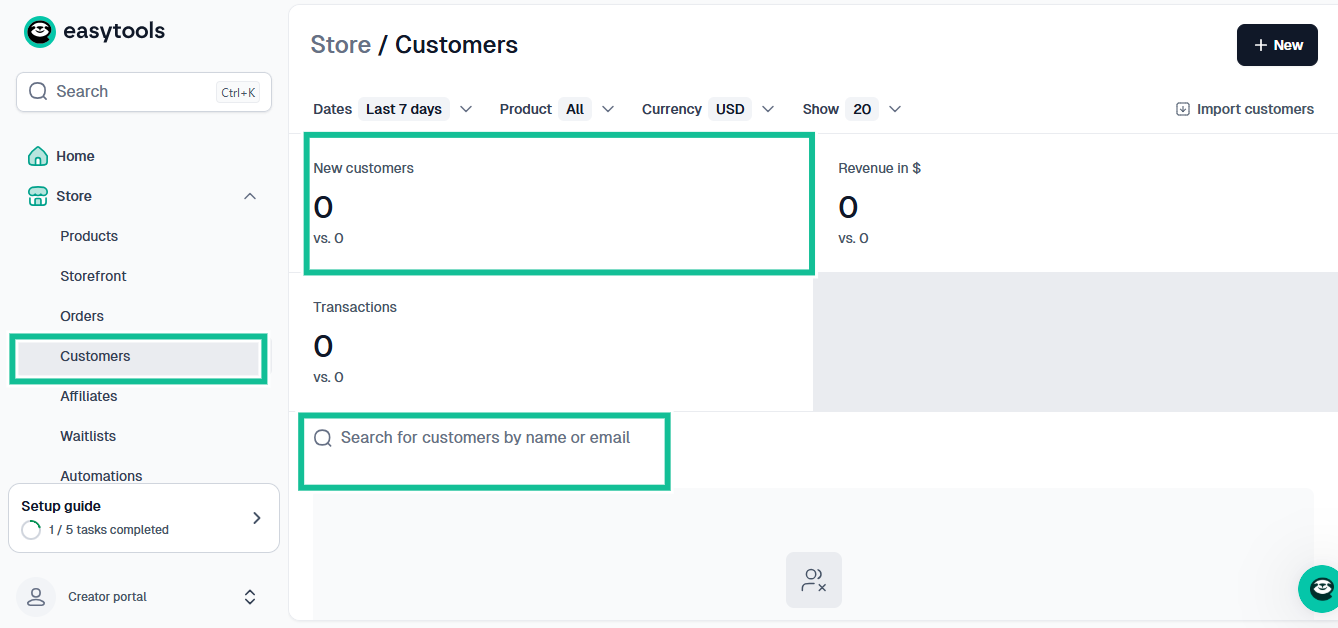 number of customers and transactions