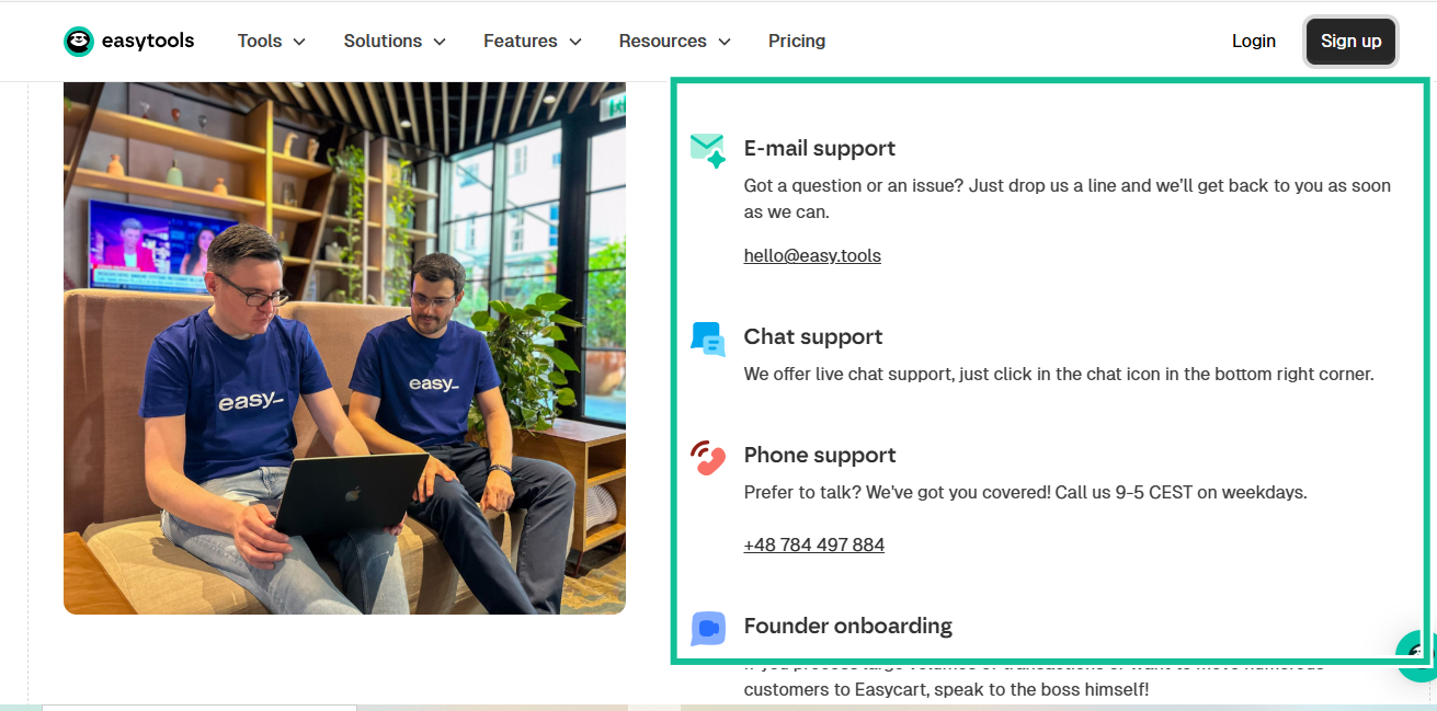 all support channels on easytools