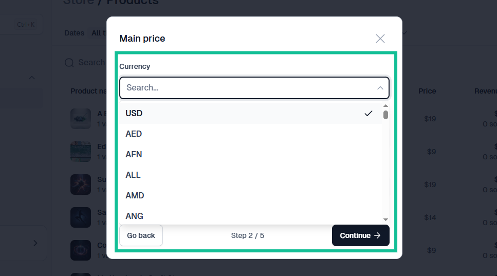 set main price currency in easytools