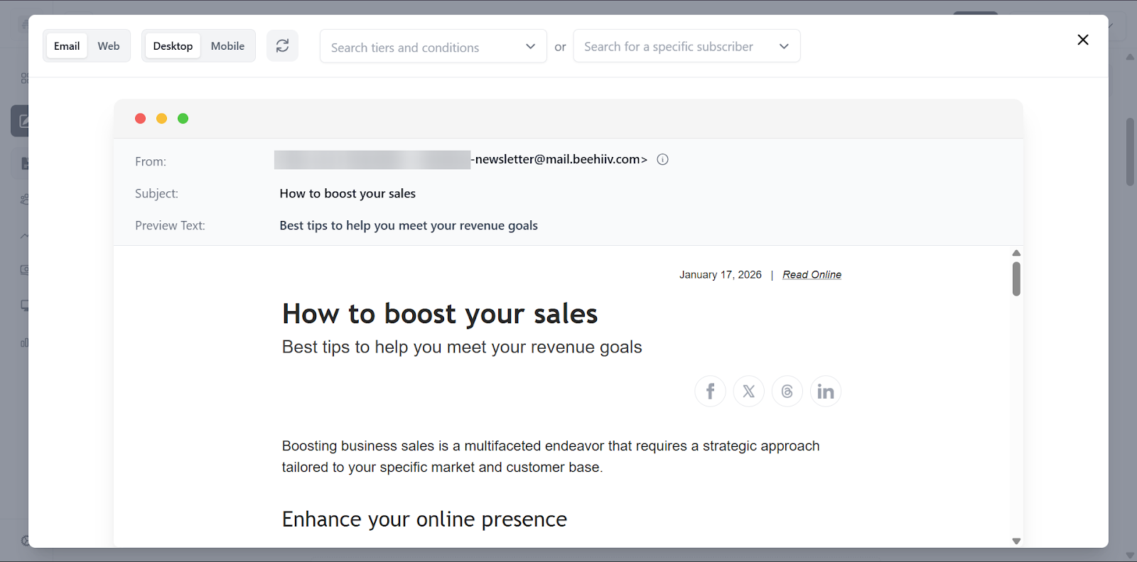 preview post on content creator platform