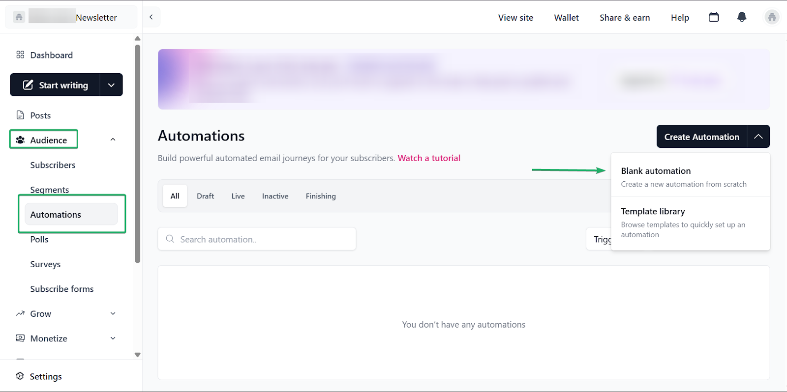 create automation on beehiiv
