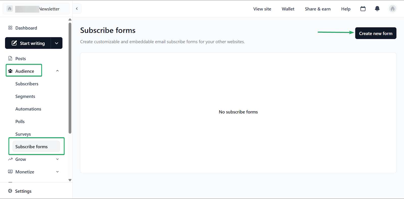 select audience feature in sidebar
