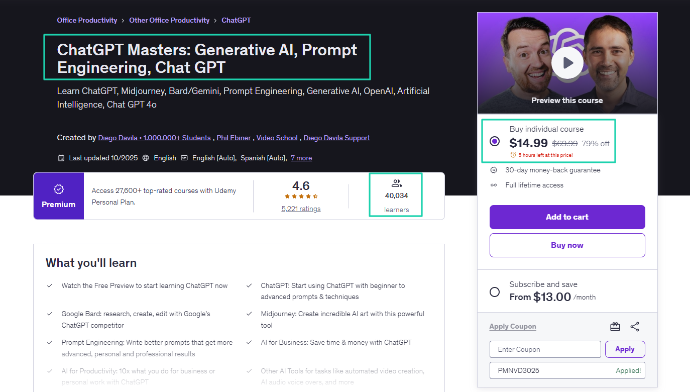 chatgpt course on udemy