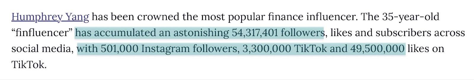 follower count of humphrey yang