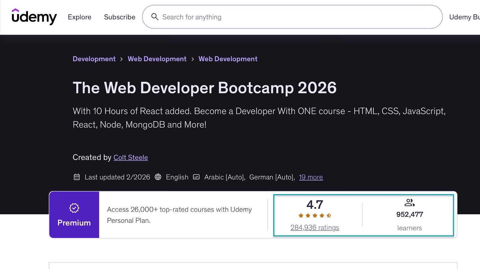 course by colt steele