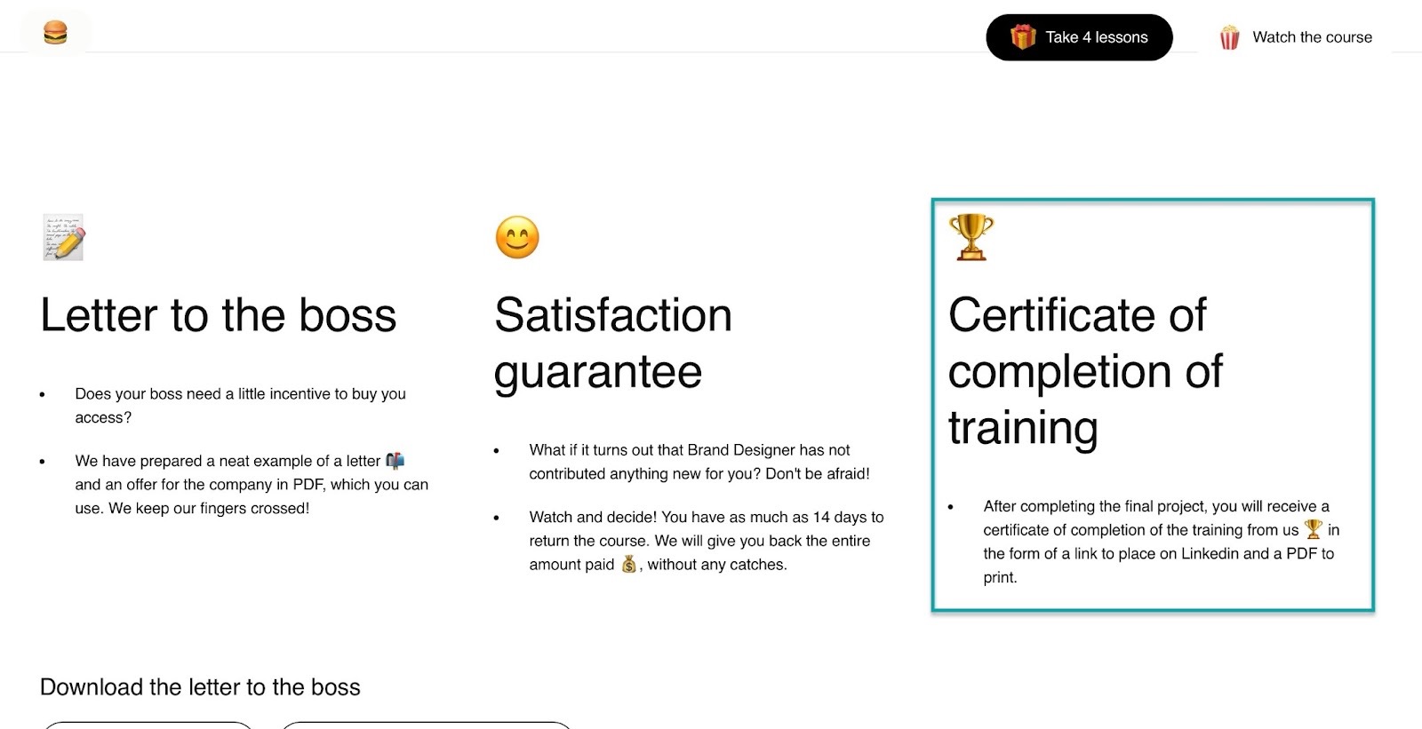 promise of certificate upon completion