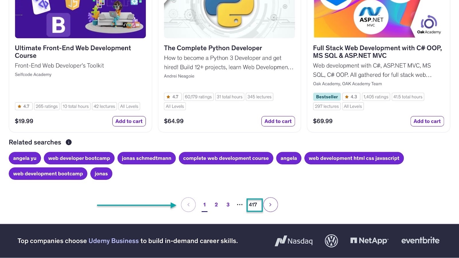 high page count for search