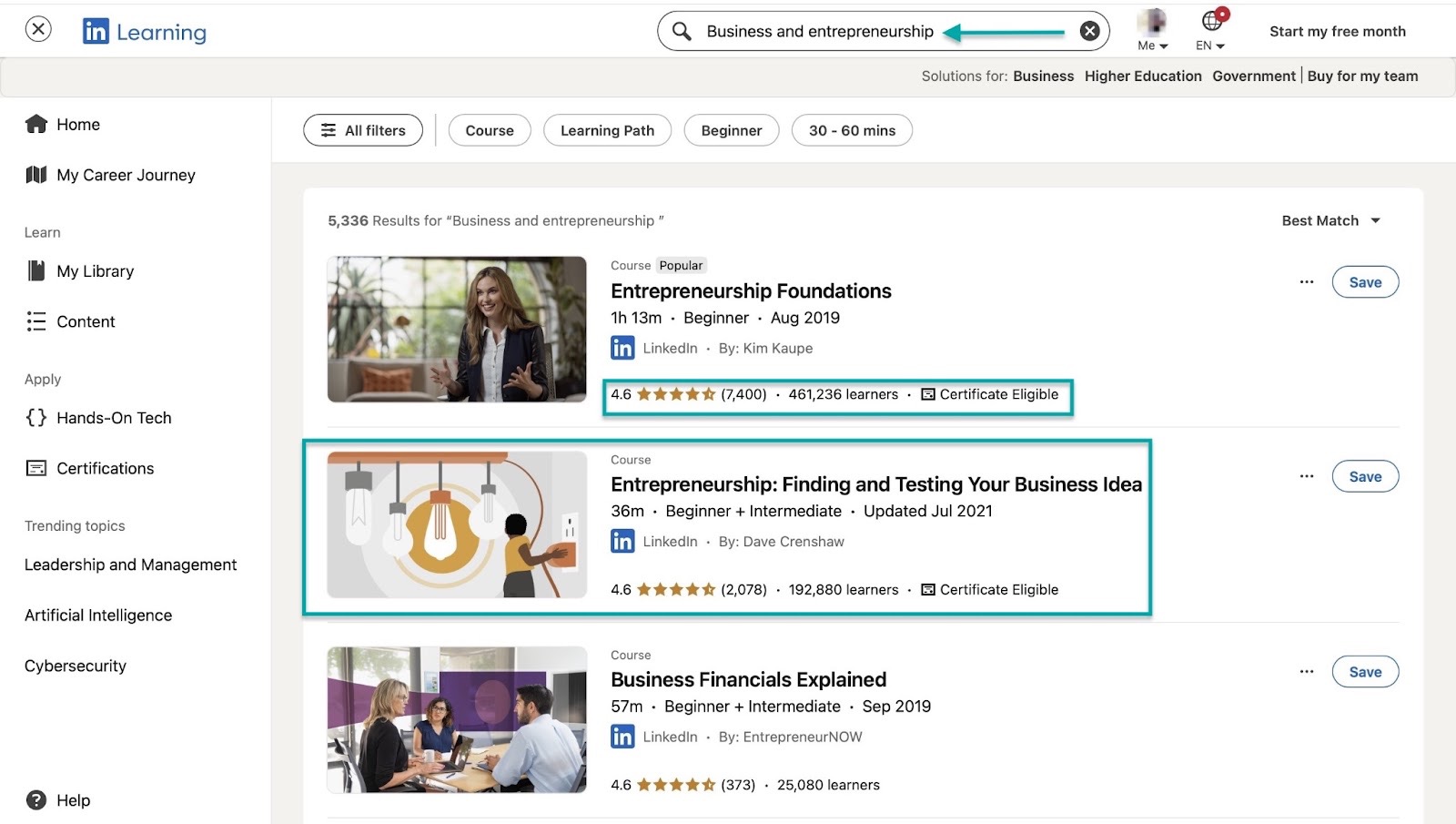 business and entrepreneurship courses