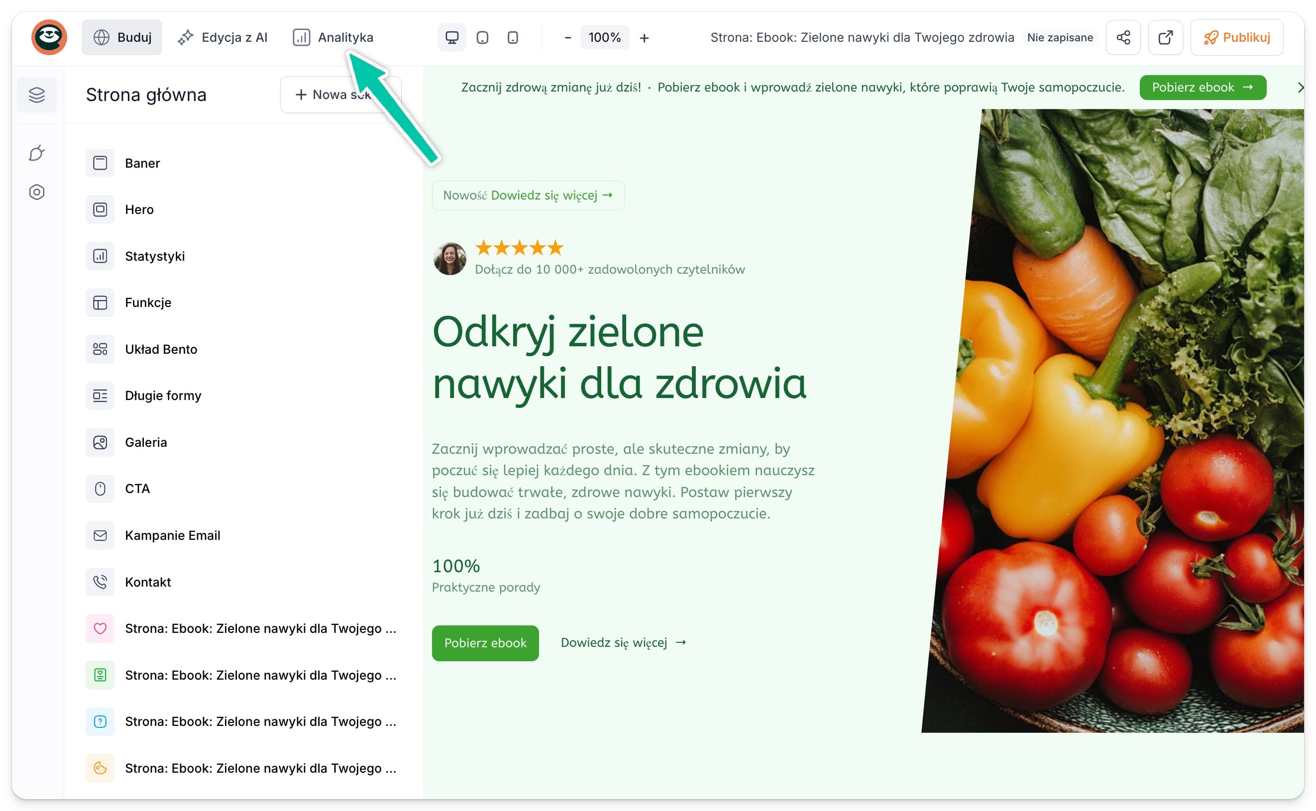 Easypage wbudowana analityka