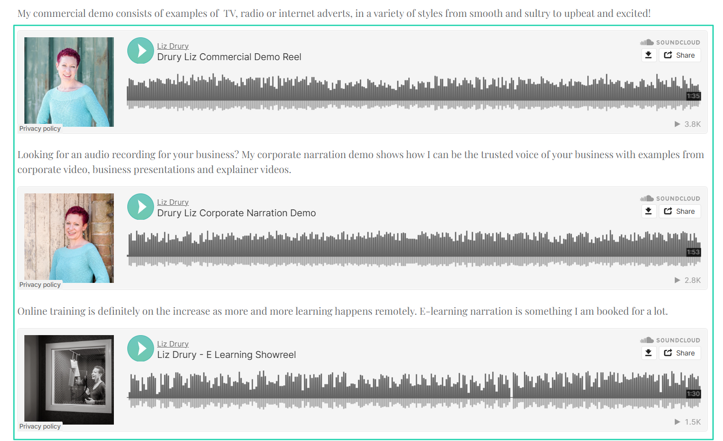 liz drury voiceover demos to make money podcasting