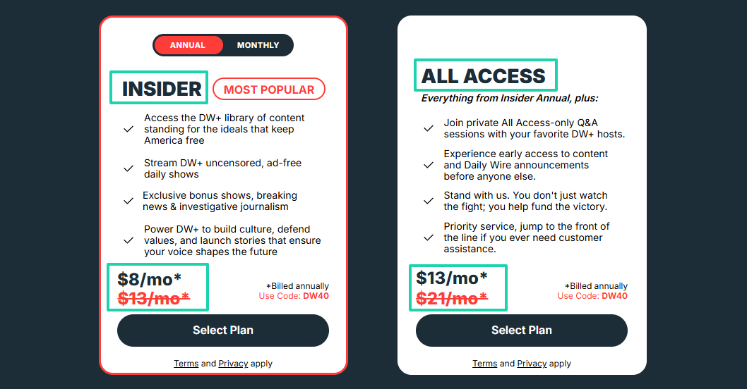 daily wire paid plans
