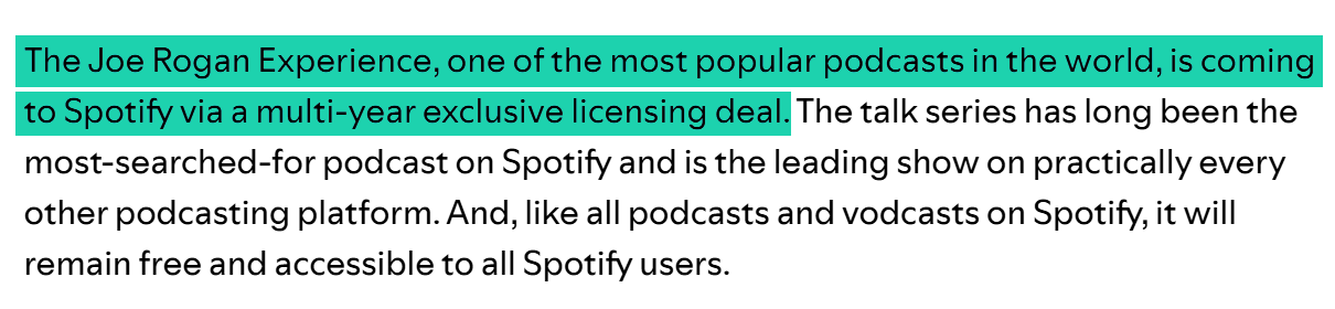 joe rogan experience and spotify licensing deal