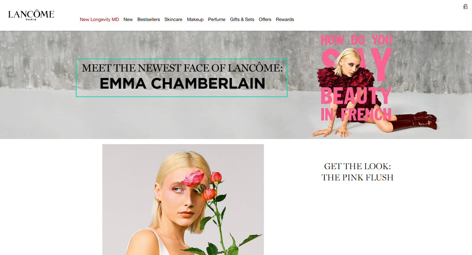 emma chamberlain on lacôme website