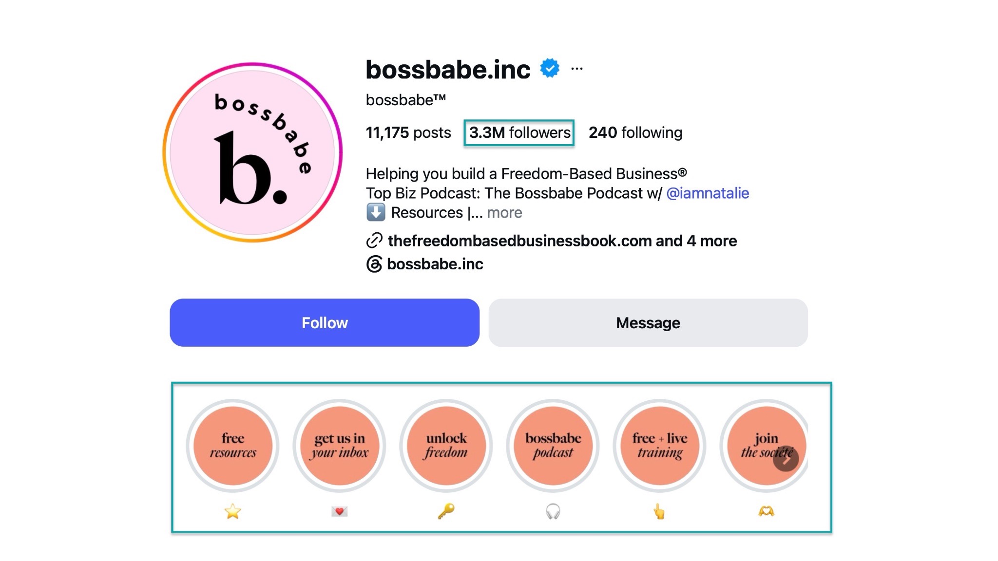 bossbabe instagram profile page