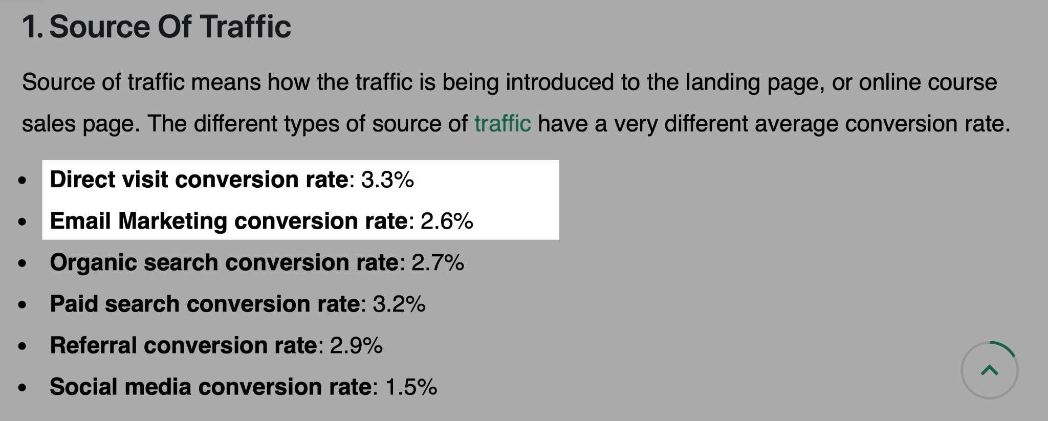 traffic source for learner conversions