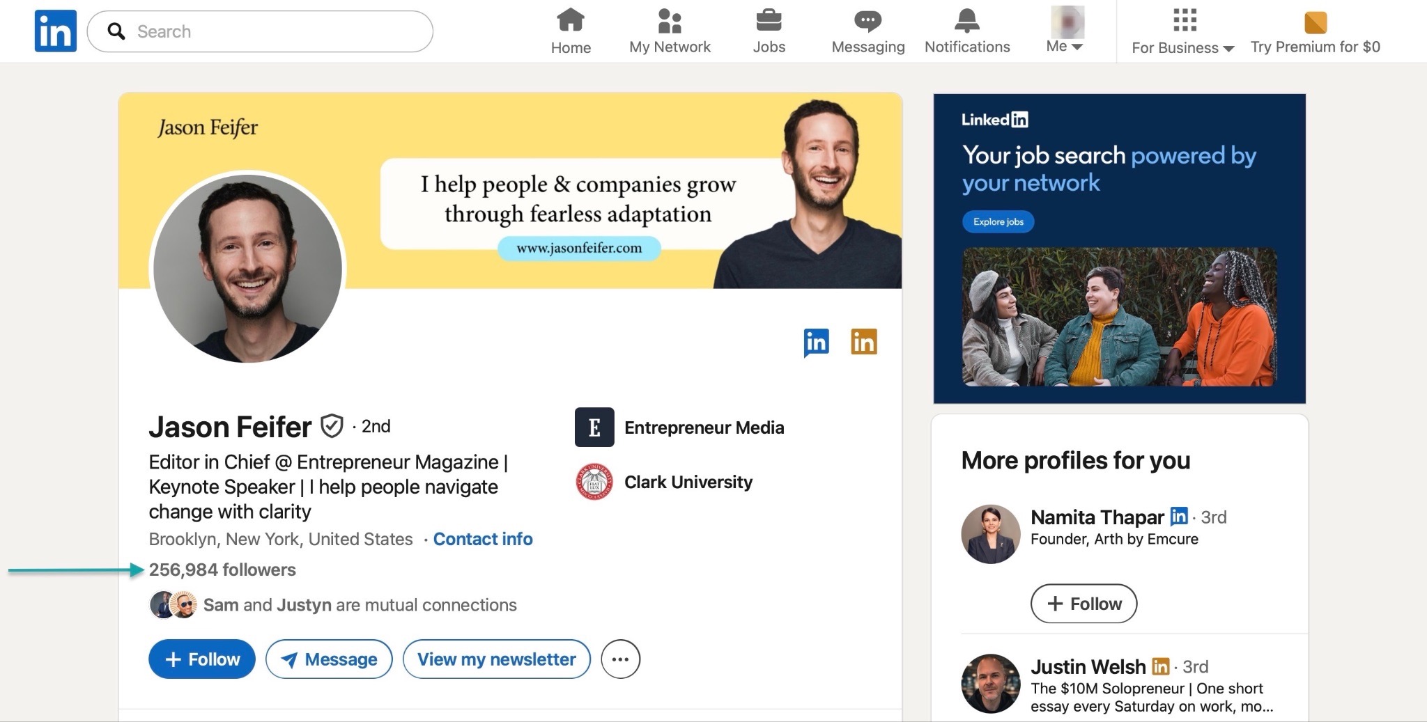 jason fiefer linkedin profile page