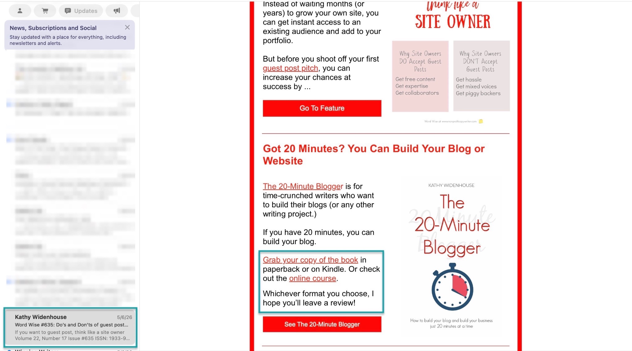newsletter to promote an online course