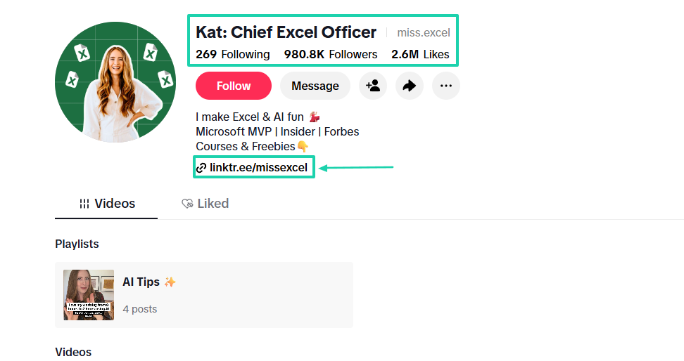 kat norton tiktok profile page