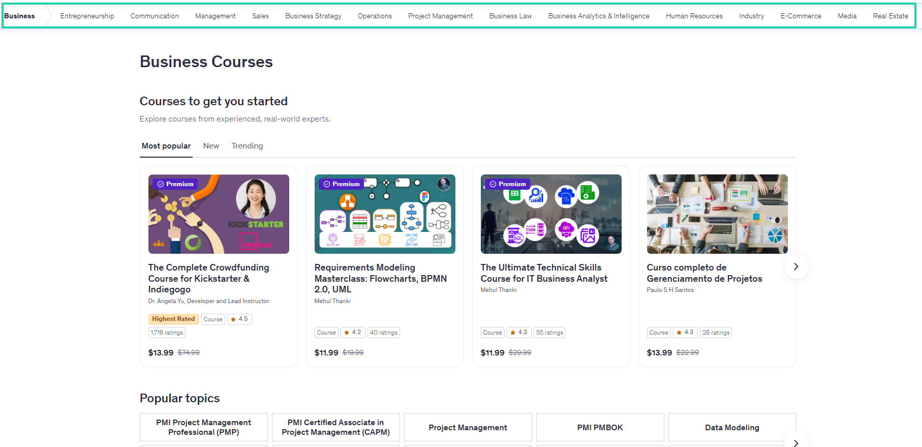 courses in the business niche on udemy