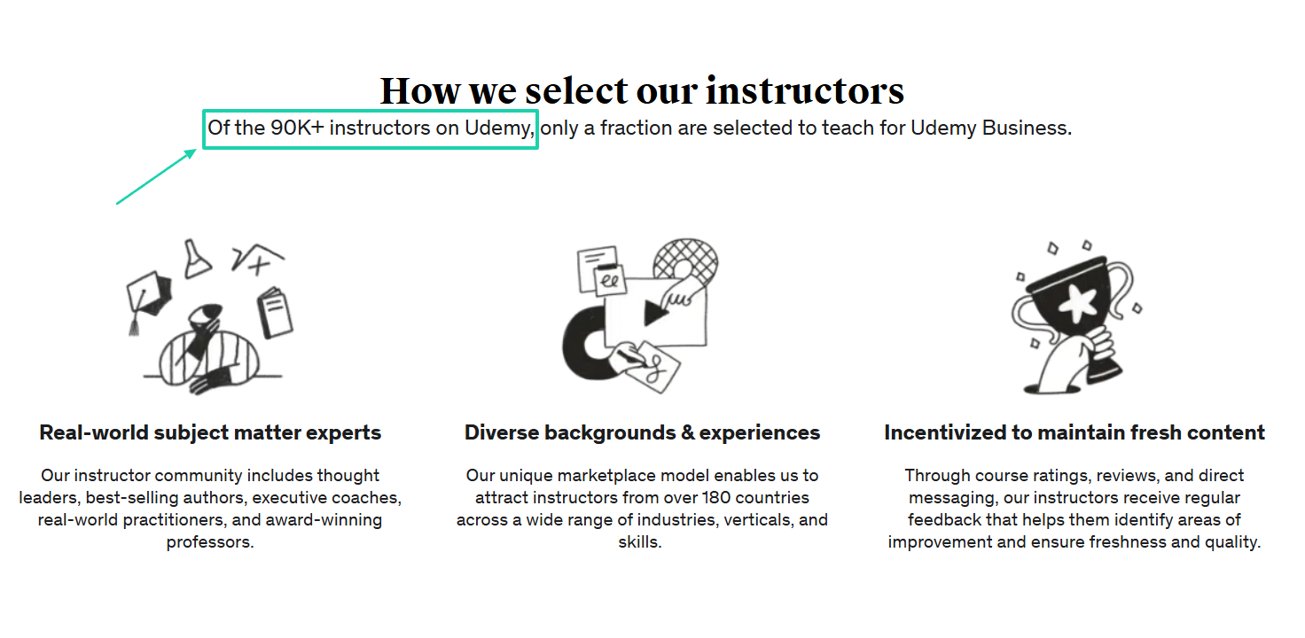 instructor selection criteria for udemy business
